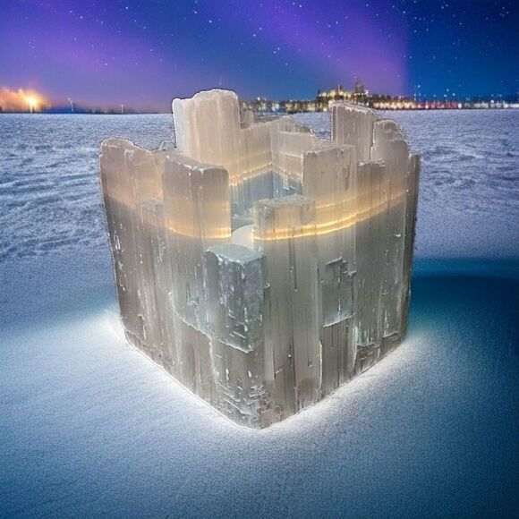 Large Selenite Candle Holder Tealight Votive Mineral Crystal Witchy Bohemian - Picture 12 of 16